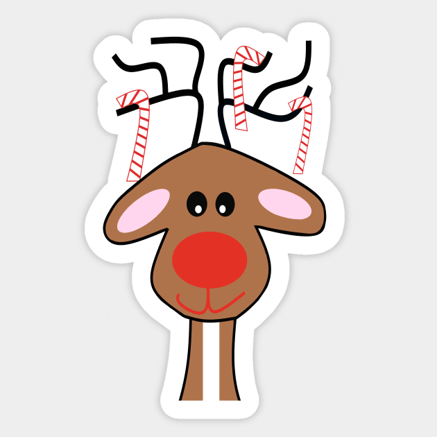 RED Nose Christmas Reindeer - Cute Reindeer Art Sticker by SartorisArt1